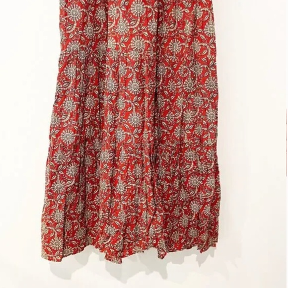 Clara The Label Red & Cream Floral Block Print Puff Sleeve Dress M - Picture 6 of 7